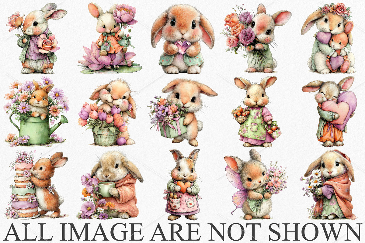 Whimsical Mother's Day Bunny Clipart, a Seasonal Illustration by Canvas Craft (Photo 3 of 7)