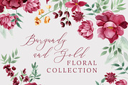 Burgundy and Gold Floral Collection, an Illustration by One and Only Paper (Thumbnail 1 of 6)