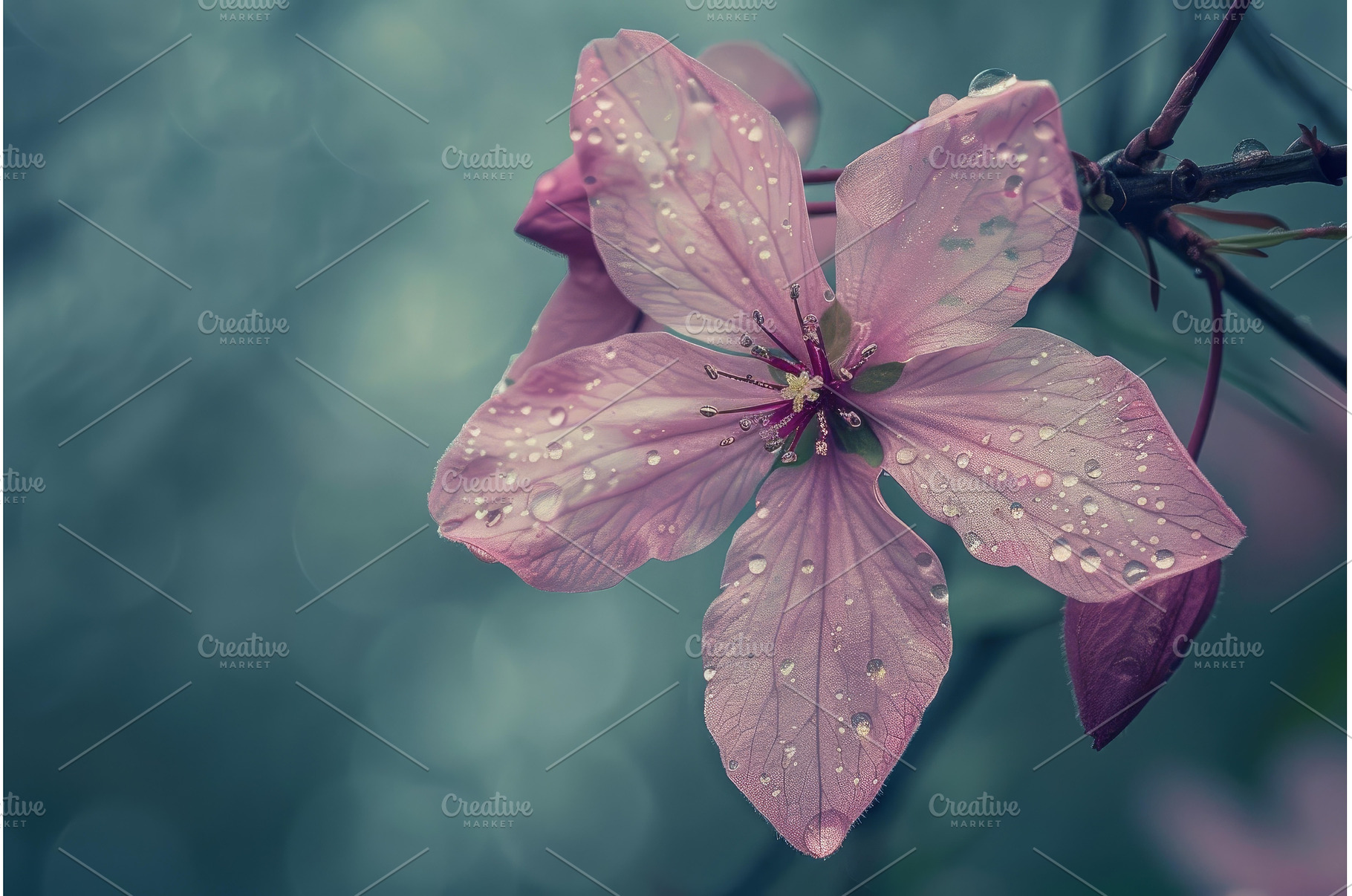 Pink flower blooming after the rain, a Nature Photo by Ylivdesign