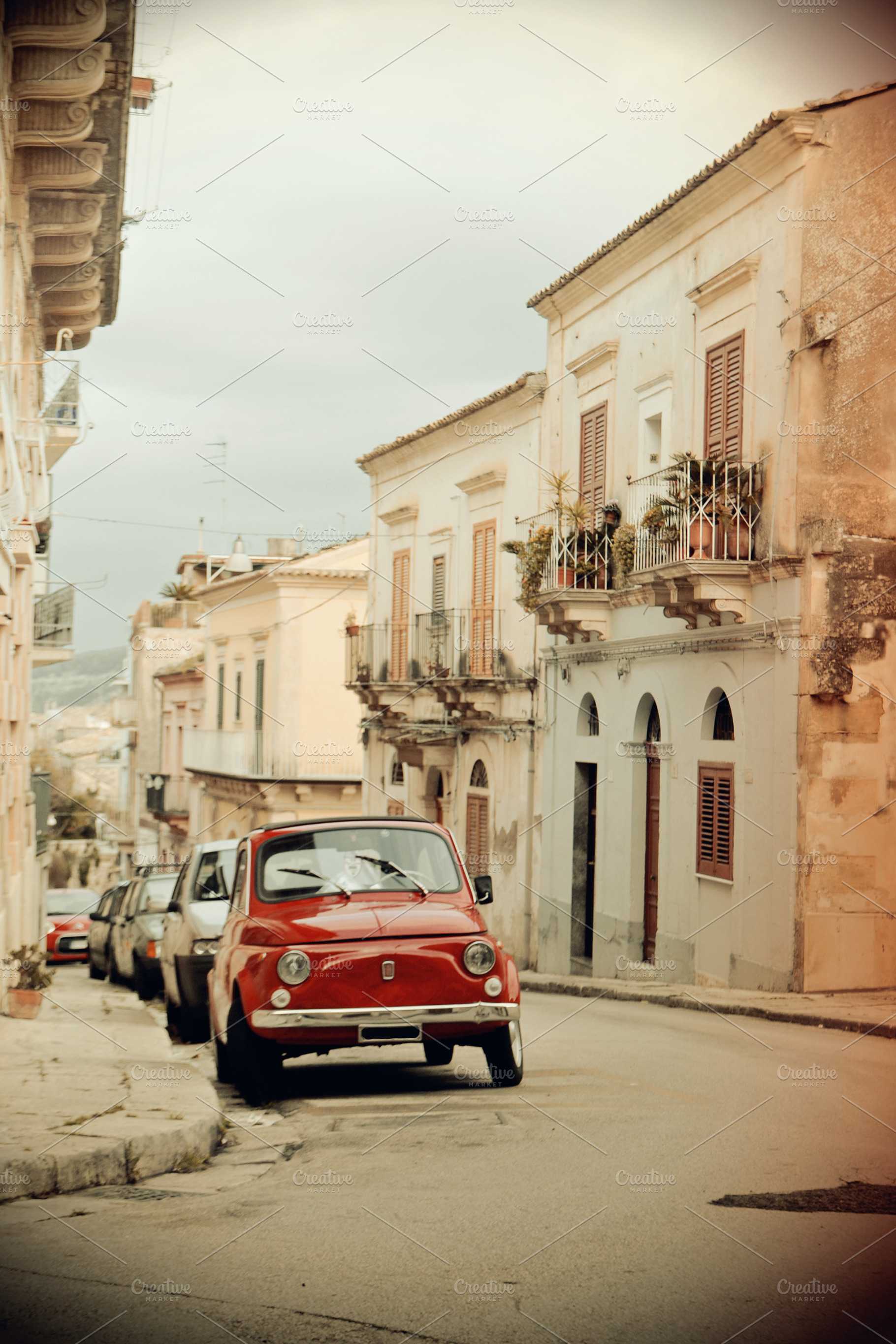 Red Fiat 500, vintage, a Transportation Photo by 7Theme