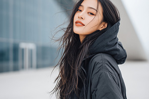 Stylish young Korean woman in black, a Person Photo by MistyDay