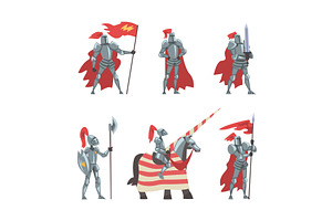 Armored Knights as Medieval Warrior, a Person Illustration by TopVectors