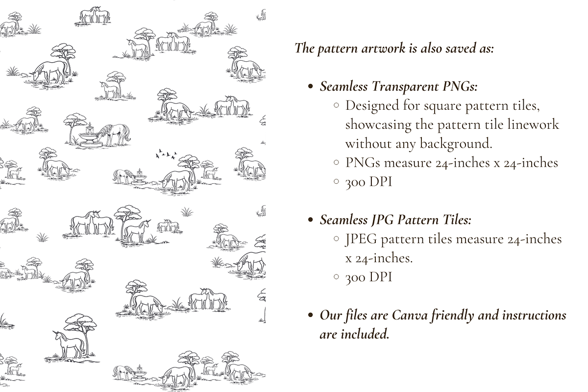 Unicorn Toile de Jouy Pattern, a Background Graphic by Hughes Studio (Photo 6 of 8)