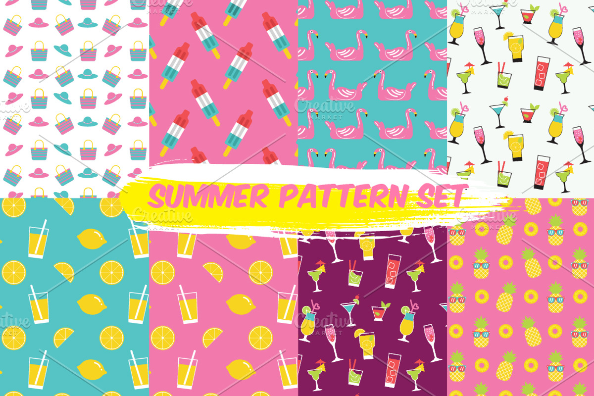 summer seamless pattern set, a Pattern Graphic by faitotoro (Photo 1 of 5)