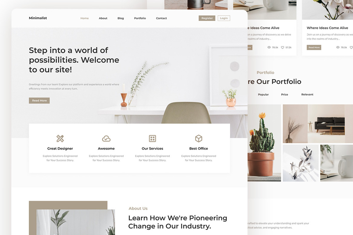 Minimalist Landing Page, an UI Kit Template by ENATIVE (Photo 2 of 4)