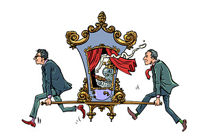 AI king. The robot is carried by, a Technology Illustration by rogistok