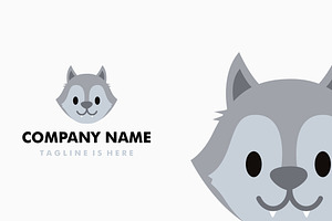 Cute Little Wolf Cartoon Logo