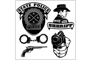 Sheriff Badges And Design Elements -