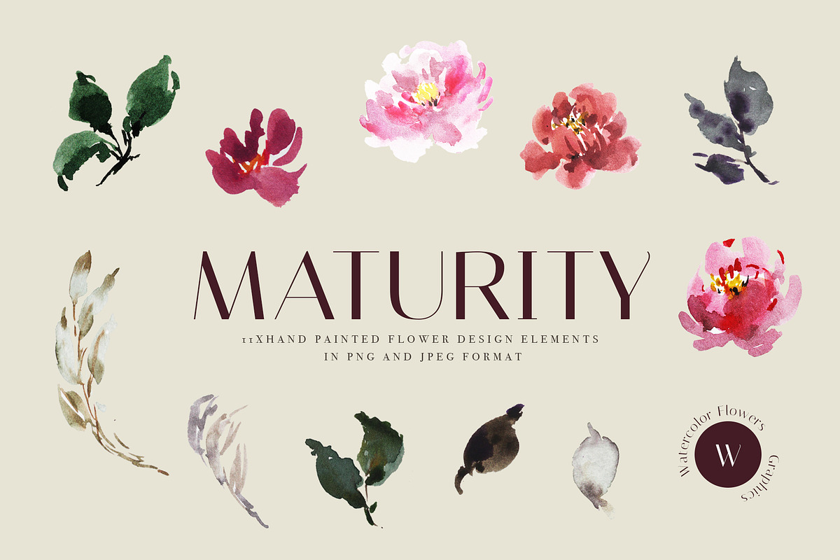 Watercolor Flowers Clipart, a Decorative Illustration by WalaPalette (Photo 4 of 6)
