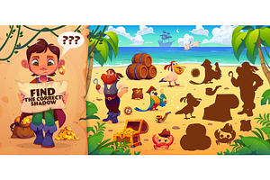 Kids game worksheet, find shadow, an Education Illustration by Vector Tradition