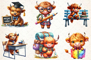 Back To School Highland Cow Clipart, a Seasonal Illustration by Rose Art (Thumbnail 2 of 4)