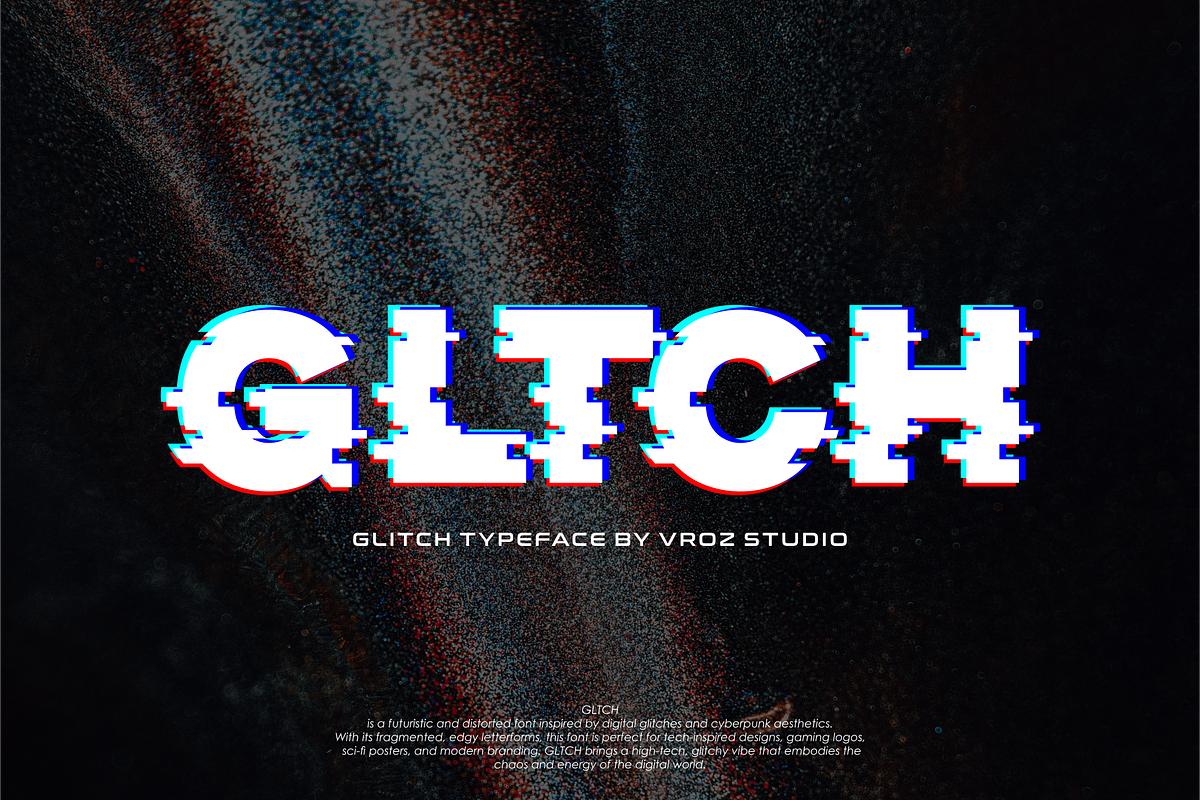 GLTCH - Glitch Typeface font, a Font by Vroz Studio (Photo 1 of 6)