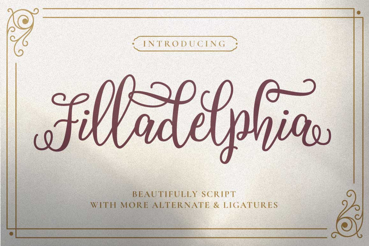 Filladelphia - Beautiful Script, a Script Font by Dirtytemp Studio (Photo 1 of 10)