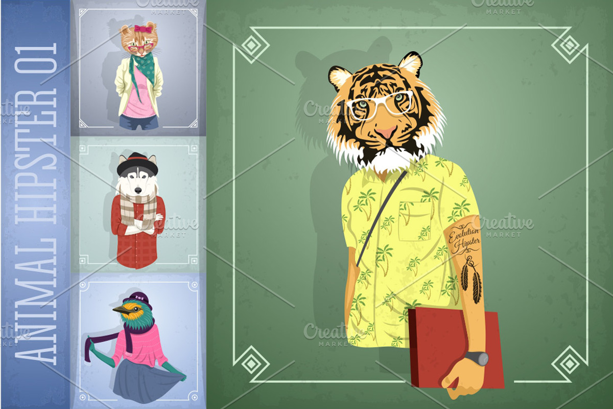 Animal Hipster 01, an Animal Illustration by Rosa Puchalt (Photo 4 of 5)