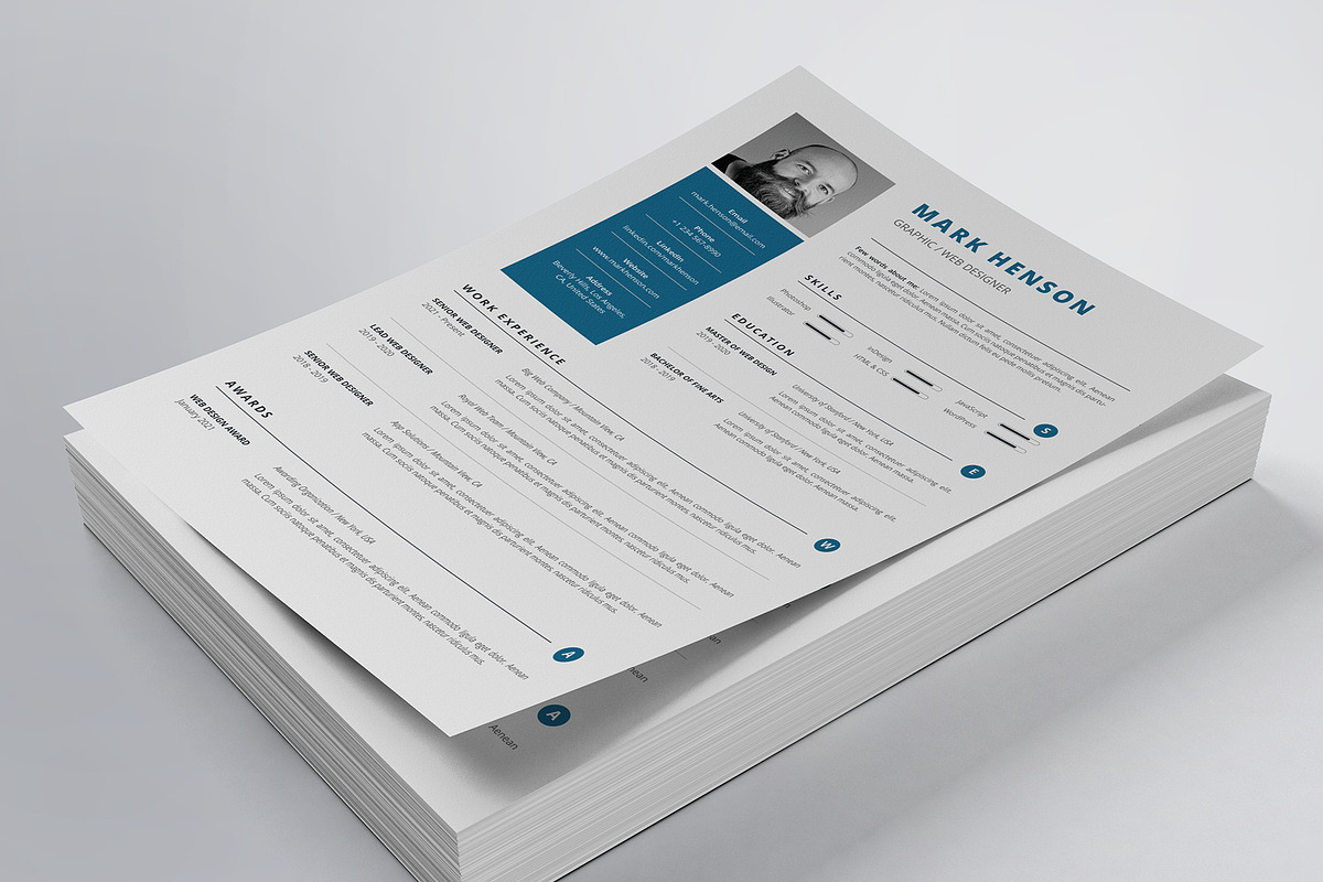 Clean Resume/CV Template, a Resume Template by Glassymart