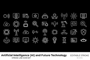 AI Future Technology Icon Set, an Outline Icon by Unique Design Team