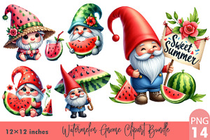 Watermelon Gnome Clipart Bundle., a Graphic by CitraGraphics