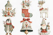 Watercolor Boho Christmas Clipart, an Illustration by Canvas Craft (Thumbnail 2 of 8)
