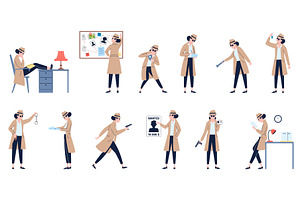 Female detective cartoon characters, a Background Graphic by LadadikArt