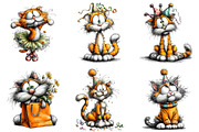 Whimsical Birthday Cat Clipart, an Illustration by Craft Nest (Thumbnail 8 of 9)