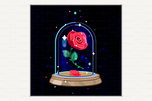 vector Cute rose under flask glass, a Card Template by WINDmade