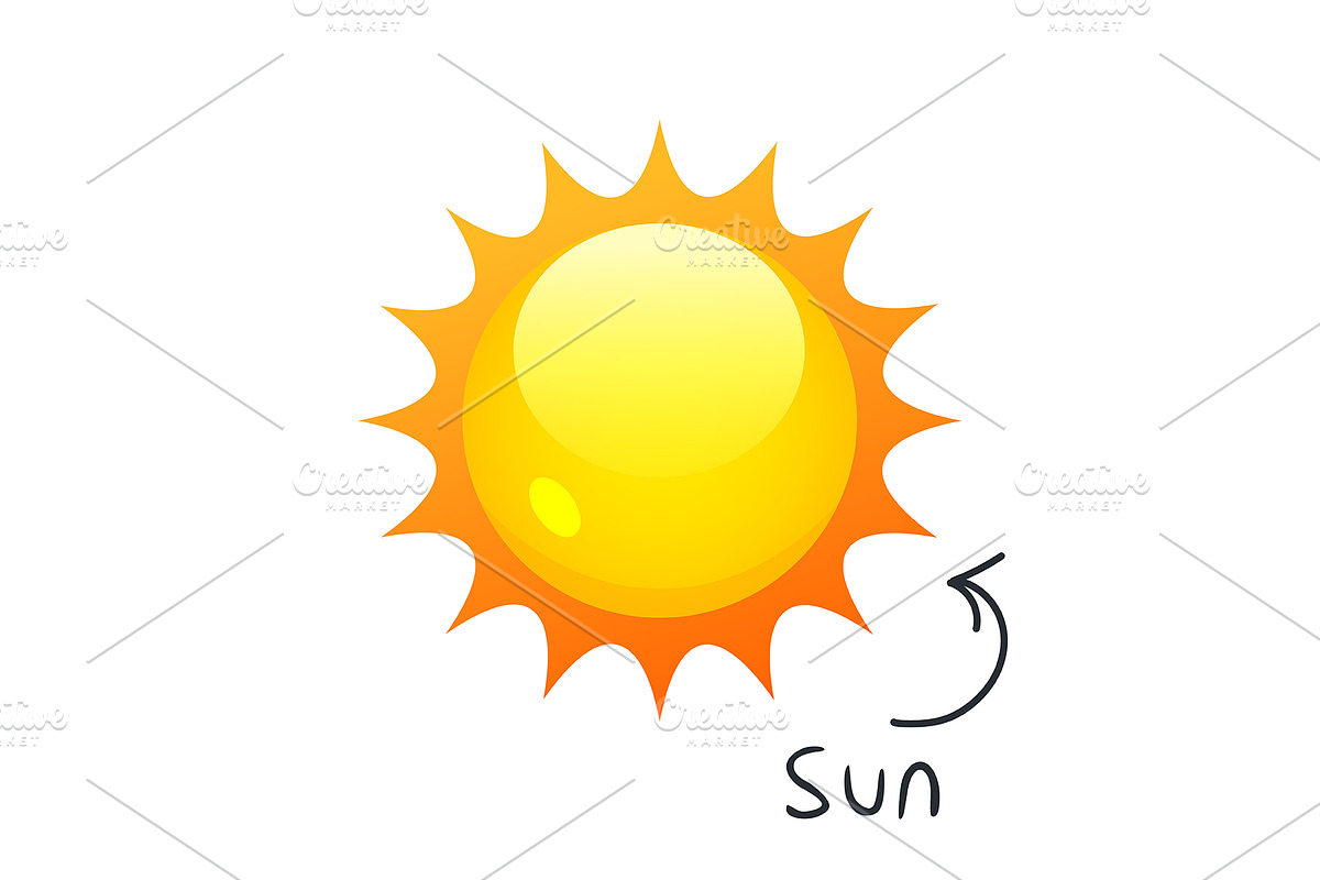 Colorful cartoon Sun icon, an Object Illustration by Elen_Art