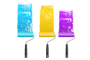Paint roller brush set with vibrant, an Object Illustration by art PVP - market