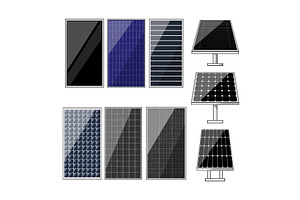 solar panels set cartoon vector, an Object Illustration by pikepicture