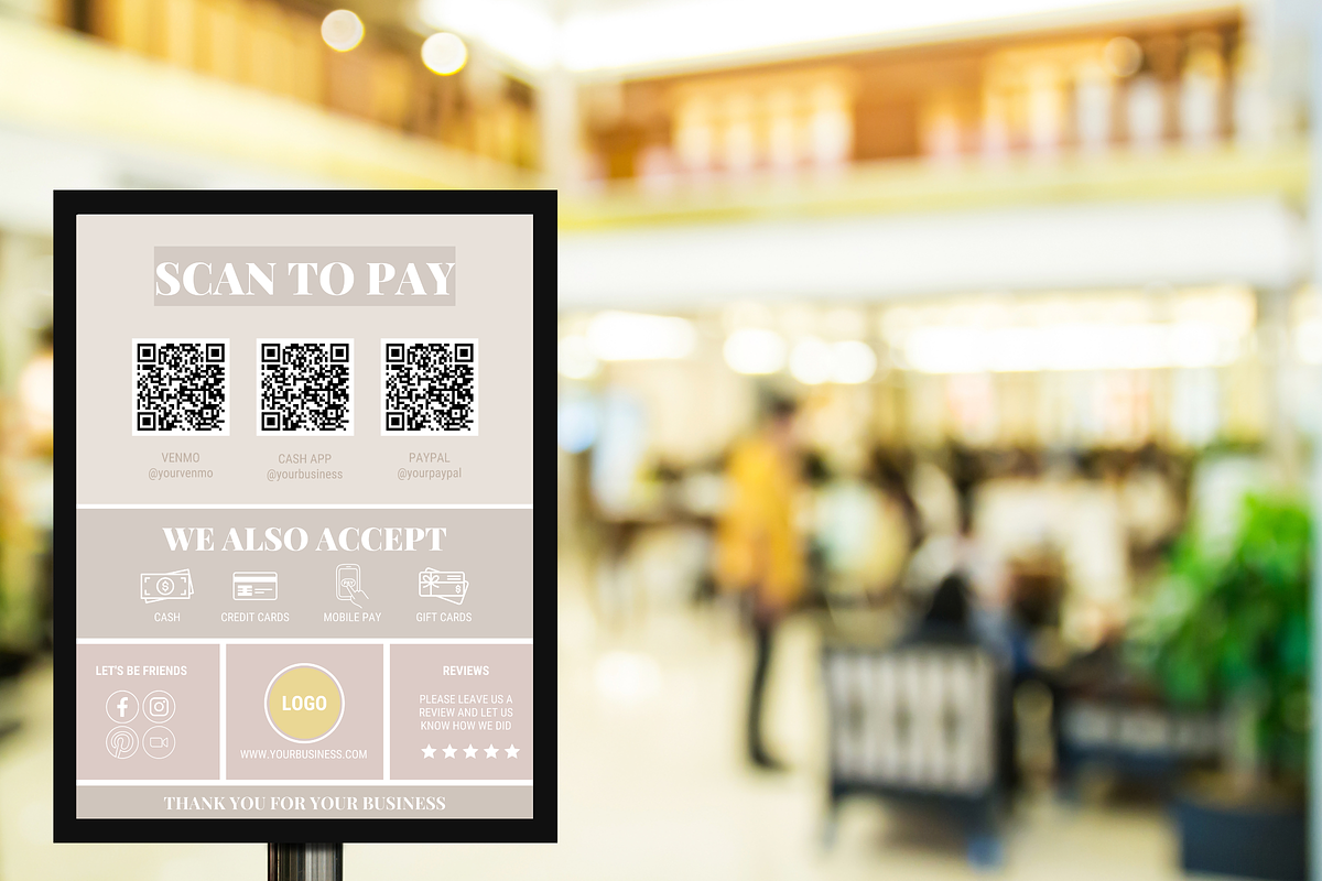 Beige Scan to Pay Sign, a Poster Template by SunshineStudioBoutique (Photo 7 of 10)
