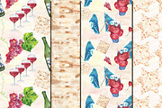 Watercolor Happy Passover patterns, a Pattern Graphic by DollyPotterson (Thumbnail 3 of 5)