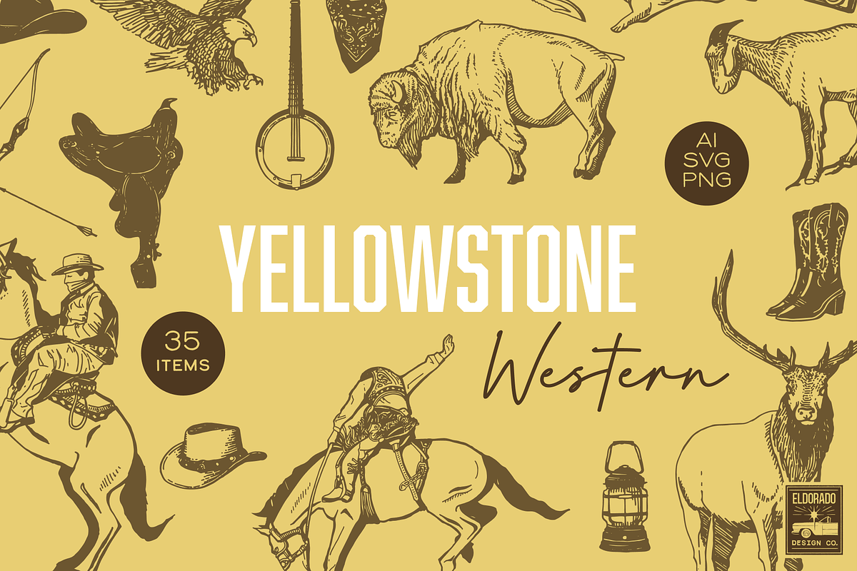 Vintage Western Illustration Pack, an Animal Illustration by Eldorado Design Co. (Photo 1 of 4)