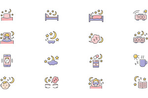 Sleeping Color Icons Set