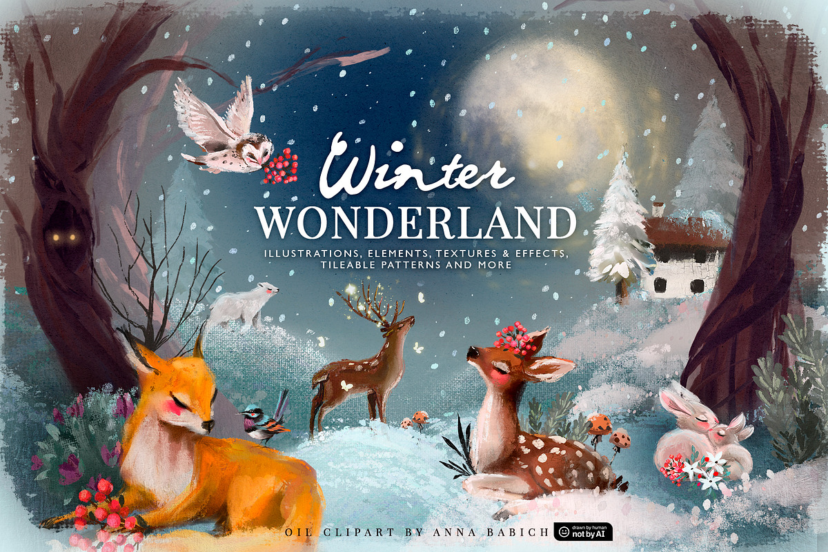 Winter Wonderland Oil Clipart, an Animal Illustration by Anna Babich (Photo 1 of 8)