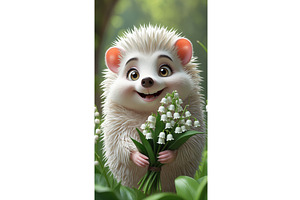 Cute cartoon hedgehog holding a, an Illustration by tilialucida