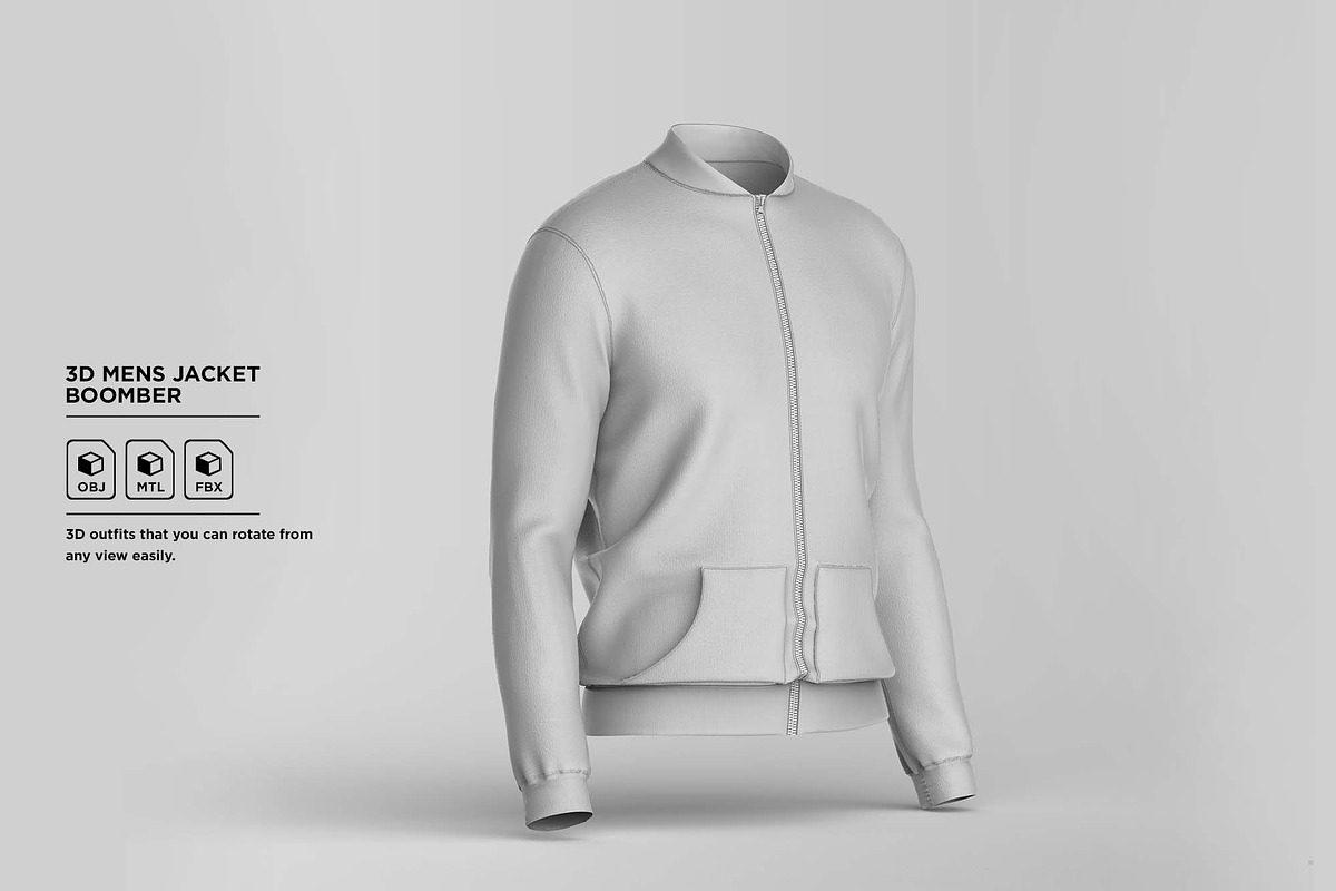 3D Mens Bomber Jacket Apparel Cloth, an Object 3D Model by 3D Resource (Photo 3 of 6)