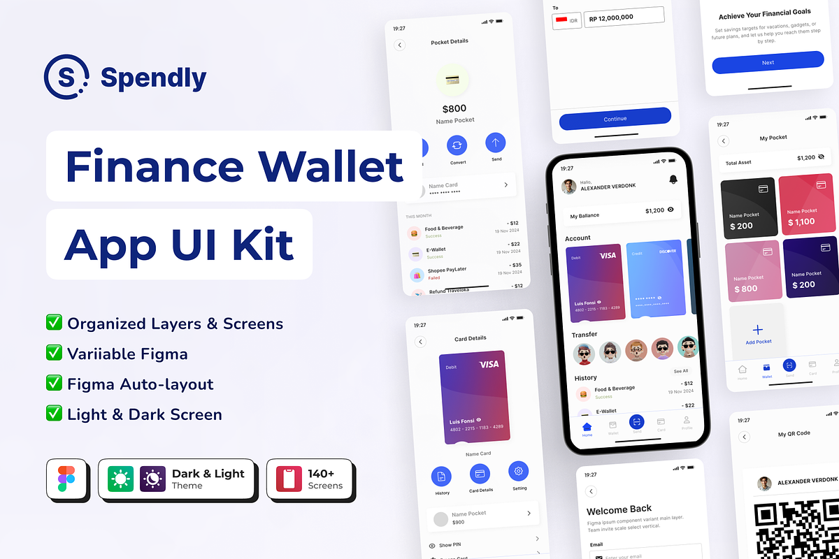 Spendly - Finance Wallet APP UI KIT, an App Template by Nait Creative (Photo 1 of 7)