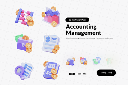 Accounting 3D Illustratian, an Object 3D Model by nixxdesign