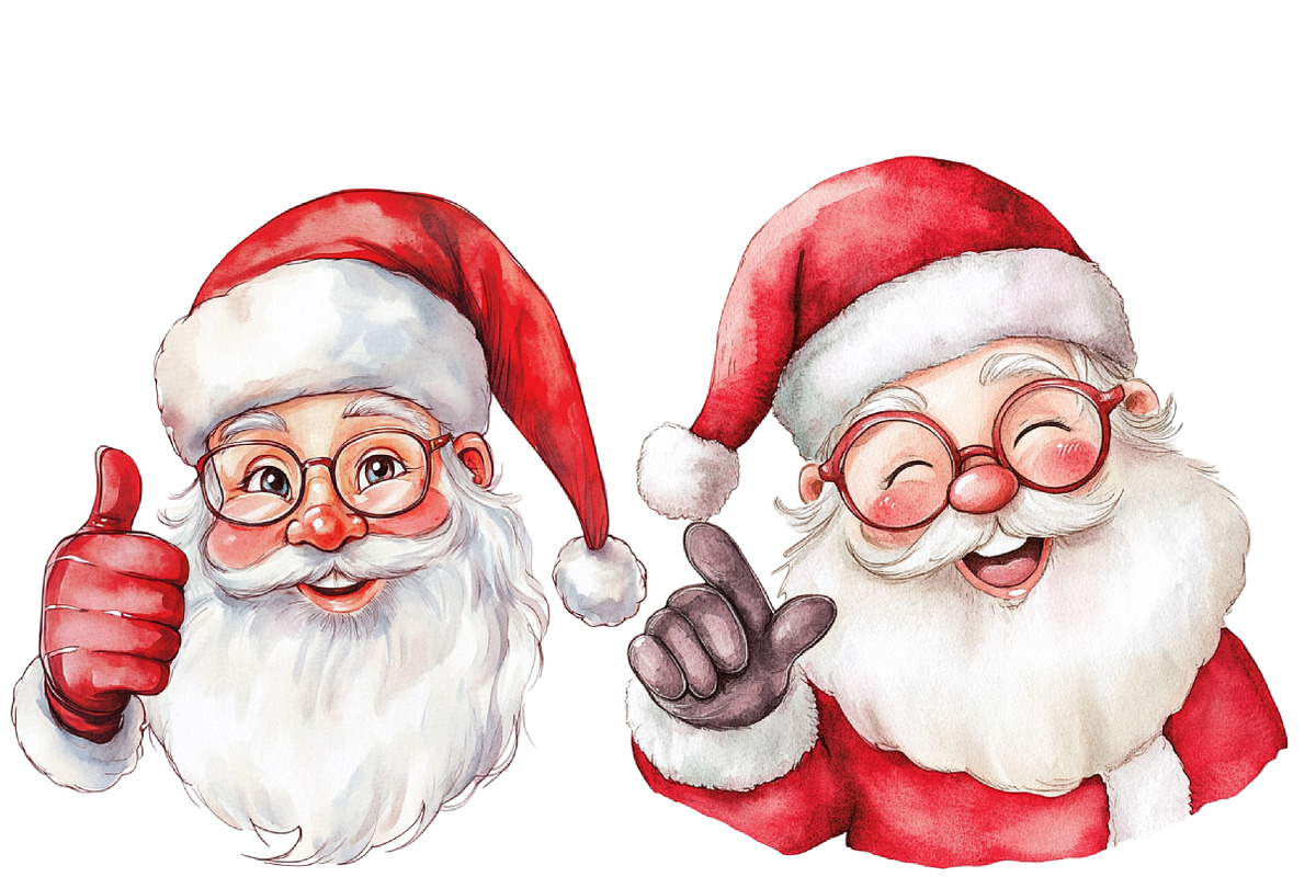Retro Funny Santa Claus Face Clipart, an Illustration by Designworld (Photo 5 of 6)