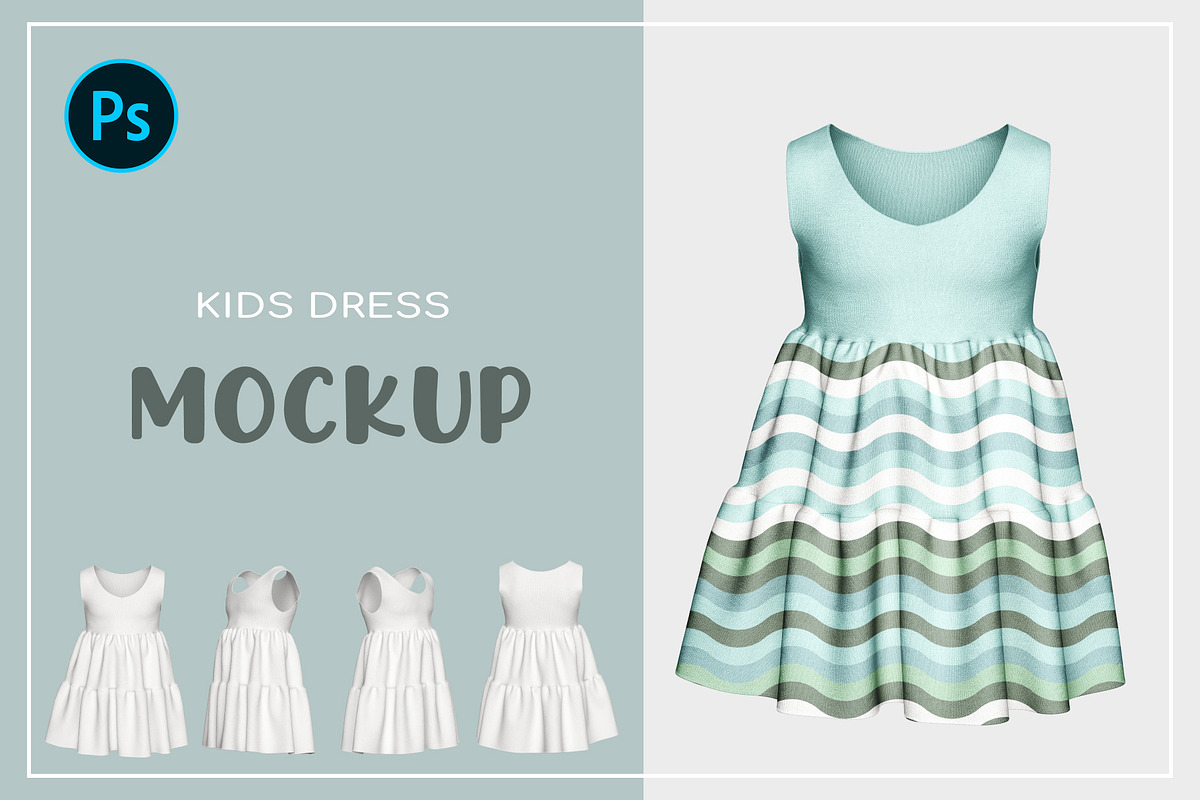 Kids Dress Mockup, an Advertising Mockup by PudraART (Photo 1 of 6)