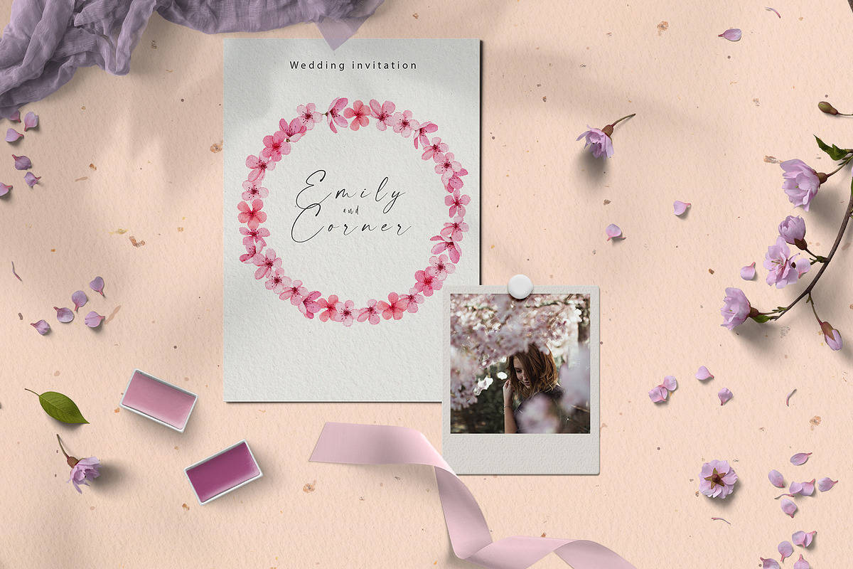 Cherry blossom watercolor clipart, an Illustration by Color Hugs Art (Photo 6 of 8)