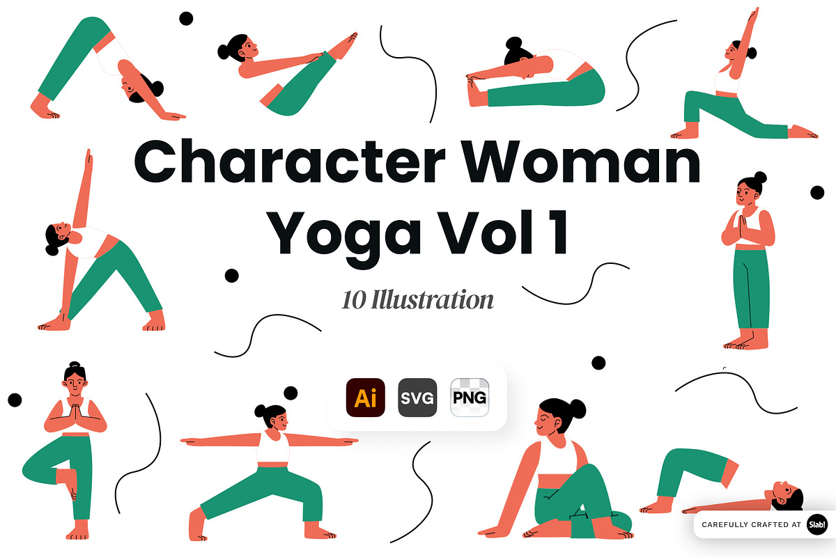 Character Woman Yoga Vol 1 Doodle, a Sport Illustration by SLAB! Design (Photo 1 of 3)