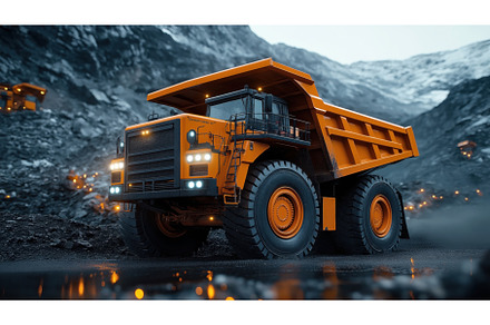 A large orange mining dump truck is, an Abstract Photo by Sergey Kotenev