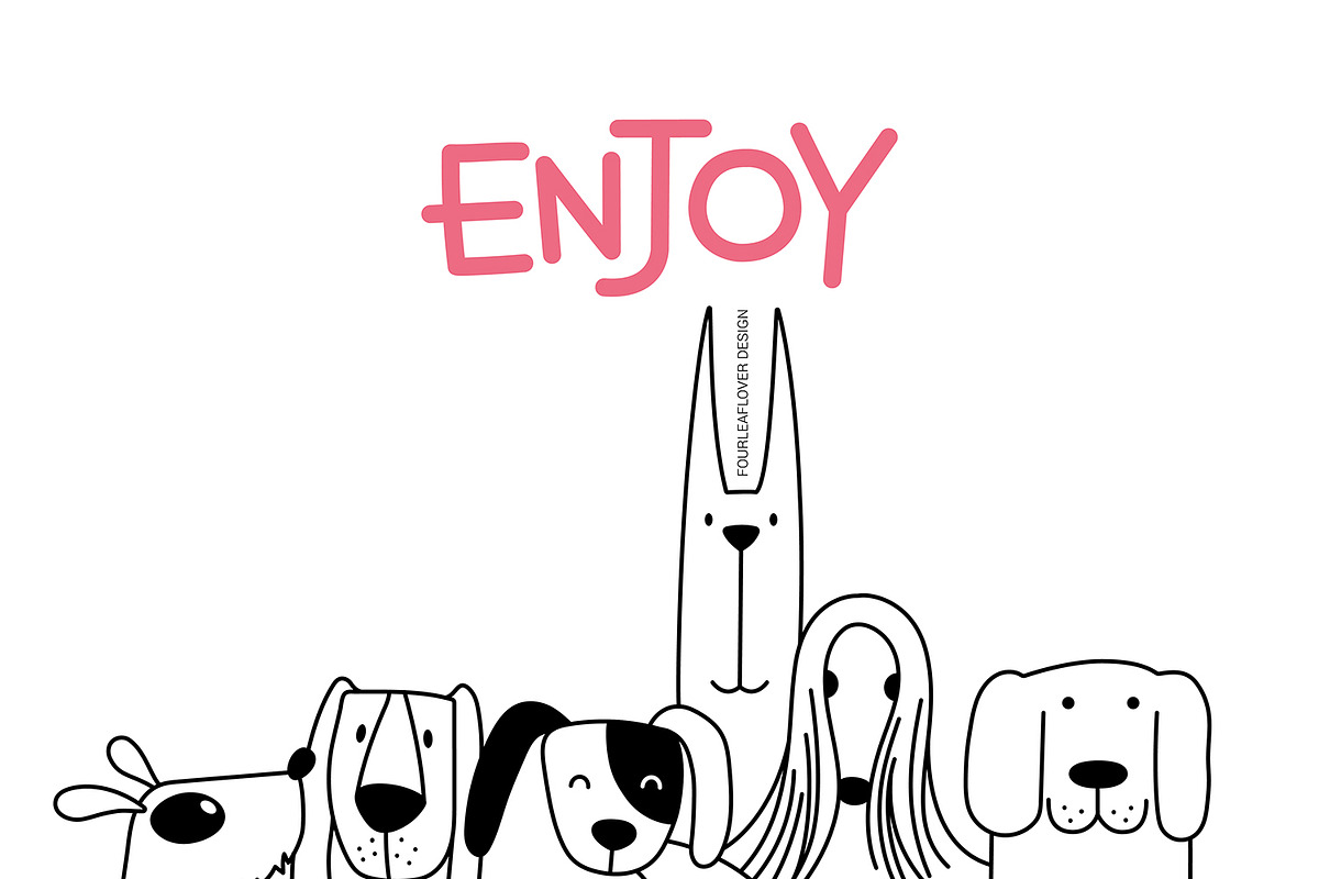 Cute Dogs Vector Set, an Animal Illustration by FourLeafLover (Photo 17 of 17)