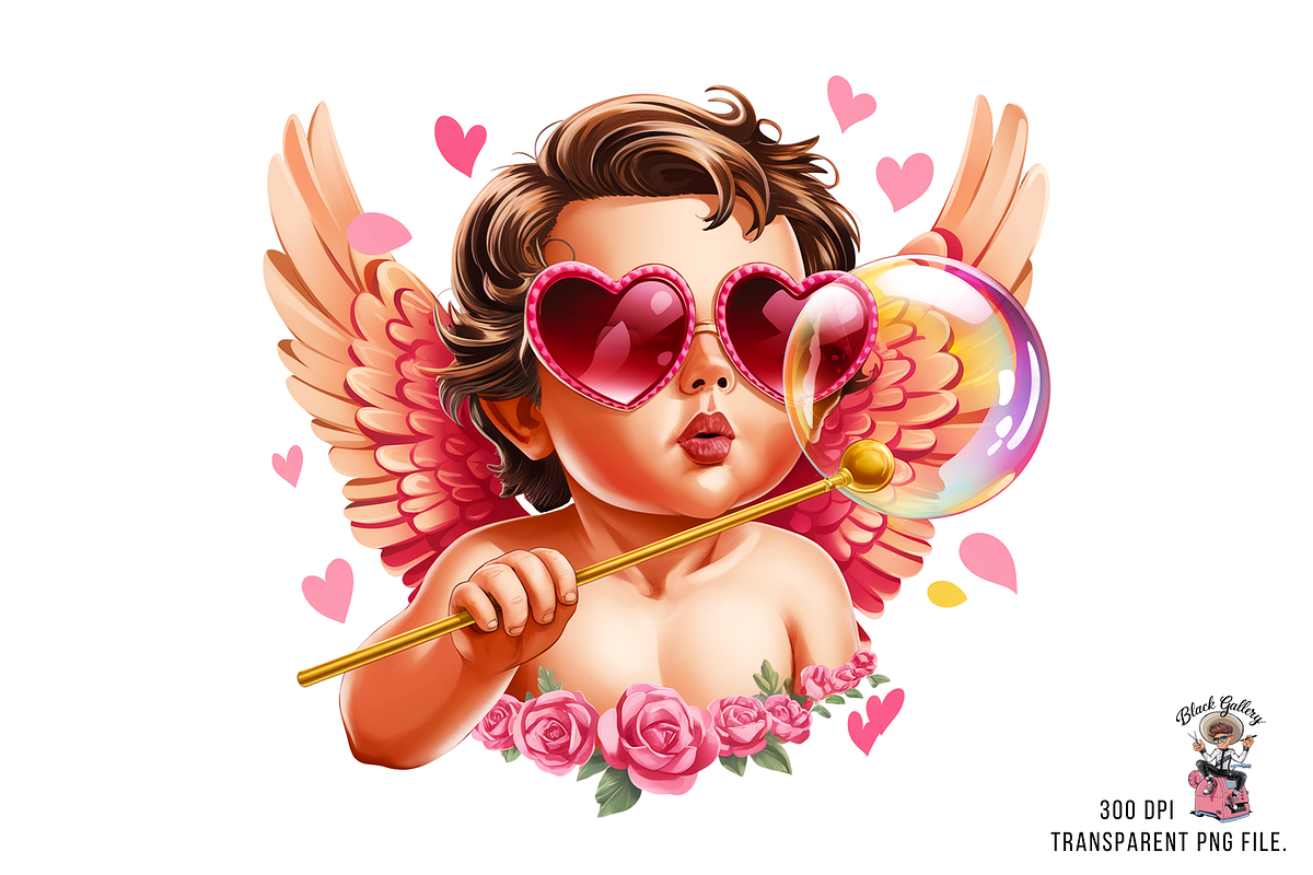 Cupid with Bow and Bubblegum Clipart, an Illustration by Clipart Studio (Photo 8 of 13)