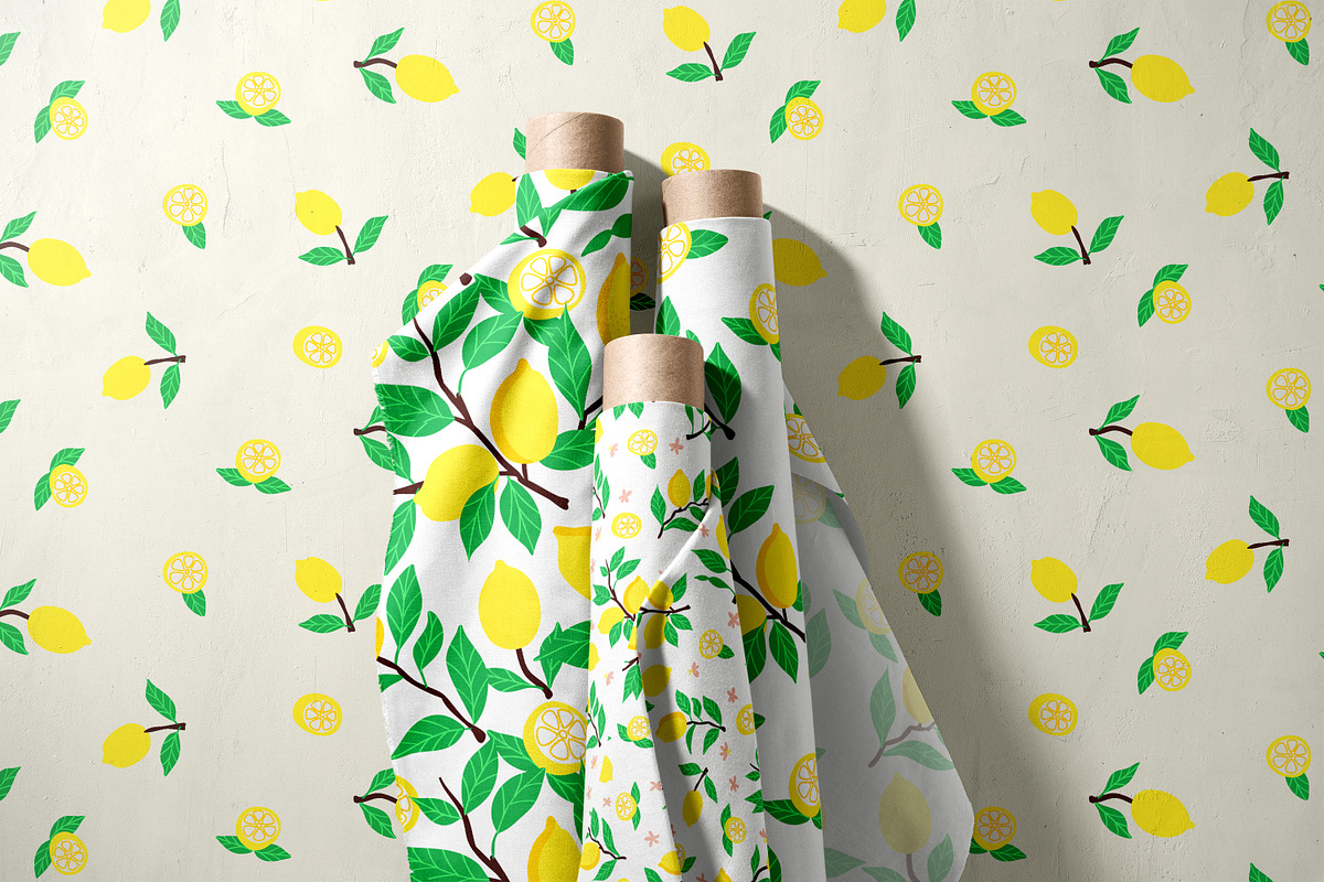 Fresh Lemon Seamless Pattern Set, a Graphic by Asya Melkonyan Patterns (Photo 4 of 14)