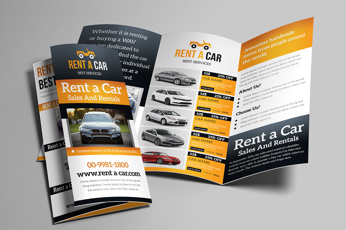 Rent a Car Trifold Brochure, a Brochure Template by AfzaalGraphics