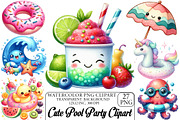 Cute Pool Party Watercolor Clipart, an Illustration by DreamPrint404 (Thumbnail 1 of 6)