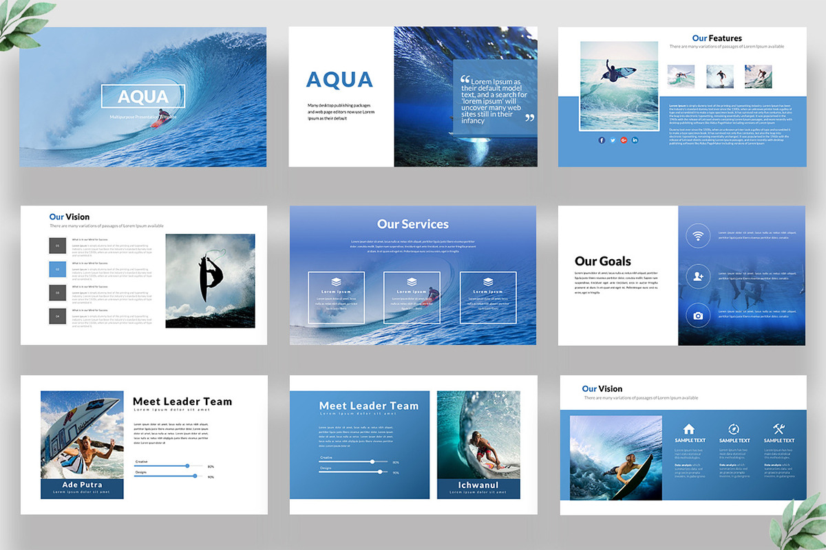Aqua Surfing Google Slides, a Presentation Template by Infinity Vector Studio (Photo 5 of 5)