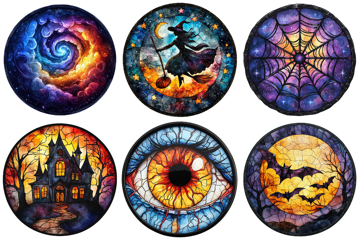 Halloween Stained Glass Coasters PNG, an Illustration by Craft Nest (Photo 4 of 6)