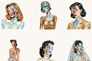 Vintage Zombie Women Clipart, a Person Illustration by BusyDaydesign (Thumbnail 5 of 9)